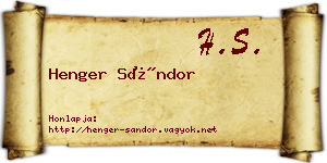 Henger Sándor névjegykártya